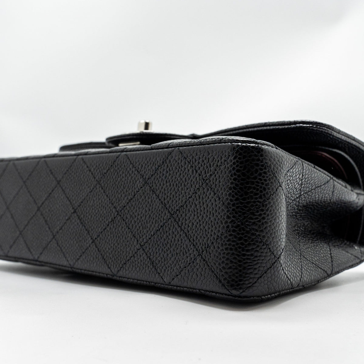 CHANEL SMALL CLASSIC DOUBLE FLAP BAG CAVIAR BLACK SHW (MICROCHIP)