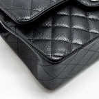 CHANEL SMALL CLASSIC DOUBLE FLAP BAG CAVIAR BLACK SHW (MICROCHIP)