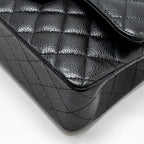 CHANEL SMALL CLASSIC DOUBLE FLAP BAG CAVIAR BLACK SHW (MICROCHIP)