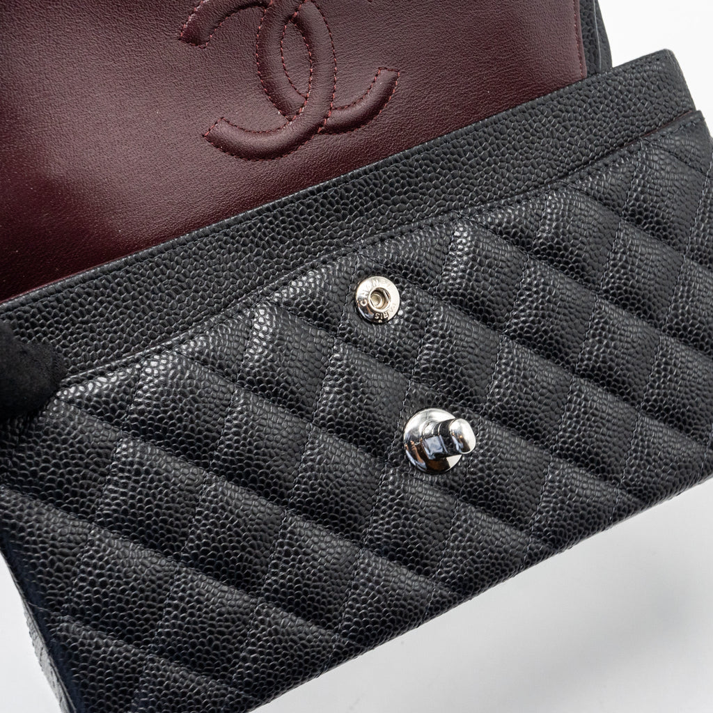 CHANEL SMALL CLASSIC DOUBLE FLAP BAG CAVIAR BLACK SHW (MICROCHIP)