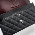 CHANEL SMALL CLASSIC DOUBLE FLAP BAG CAVIAR BLACK SHW (MICROCHIP)