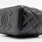 CHANEL LETTER TWIST TOP HANDLE LONG VANITY WITH CHAIN LAMBSKIN BLACK GHW (MICROCHIP)