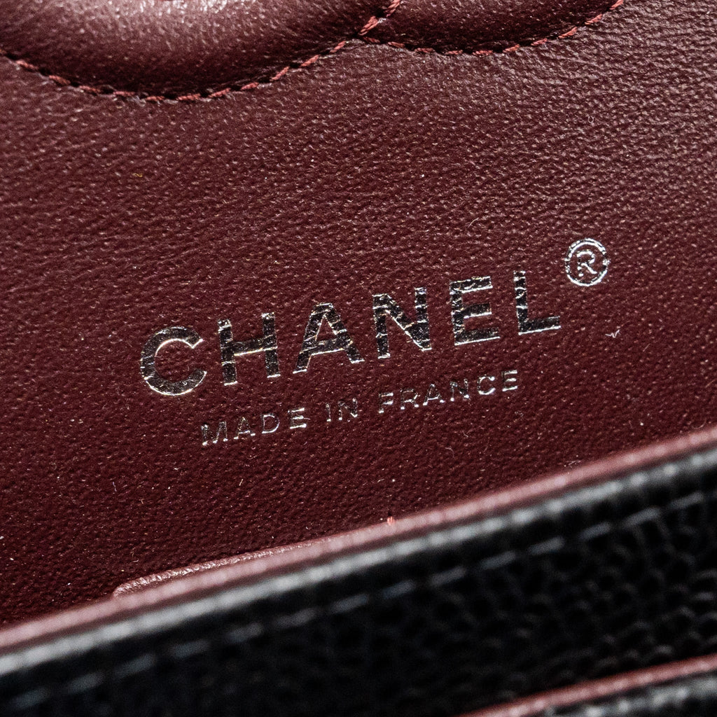 CHANEL SMALL CLASSIC DOUBLE FLAP BAG CAVIAR BLACK SHW (MICROCHIP)