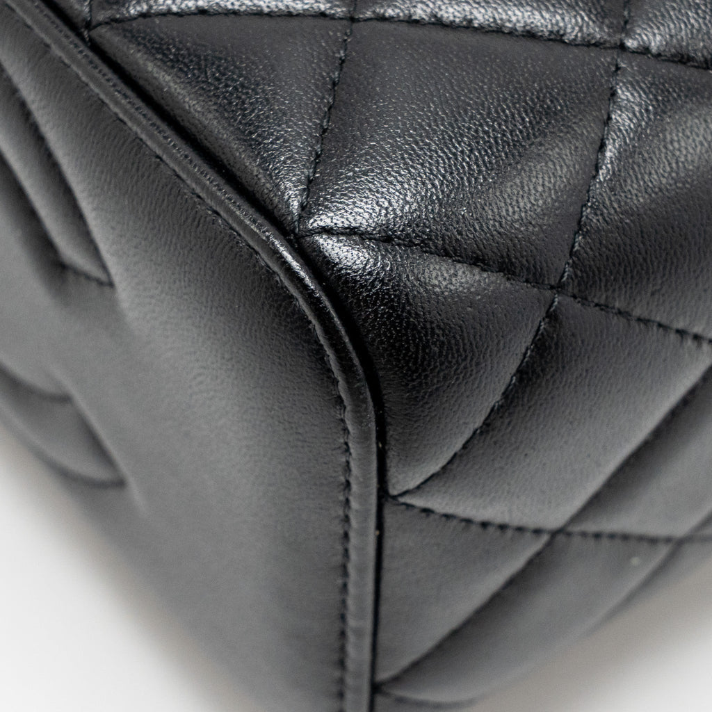 CHANEL LETTER TWIST TOP HANDLE LONG VANITY WITH CHAIN LAMBSKIN BLACK GHW (MICROCHIP)