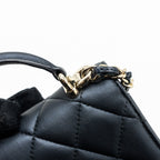 CHANEL TOP HANDLE MINI FLAP BAG PEARLY LAMBSKIN DARK BLUE LGHW(MICROCHIP)