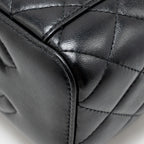 CHANEL LETTER TWIST TOP HANDLE LONG VANITY WITH CHAIN LAMBSKIN BLACK GHW (MICROCHIP)