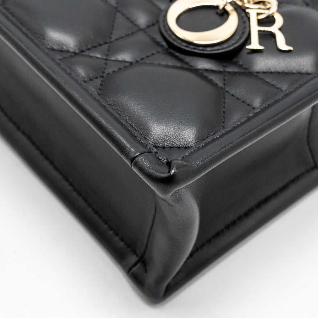 DIOR DIORAMOUR MINI DIOR BOOK TOTE MACROCANNAGE CALFKSIN BLACK LGHW
