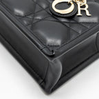 DIOR DIORAMOUR MINI DIOR BOOK TOTE MACROCANNAGE CALFKSIN BLACK LGHW