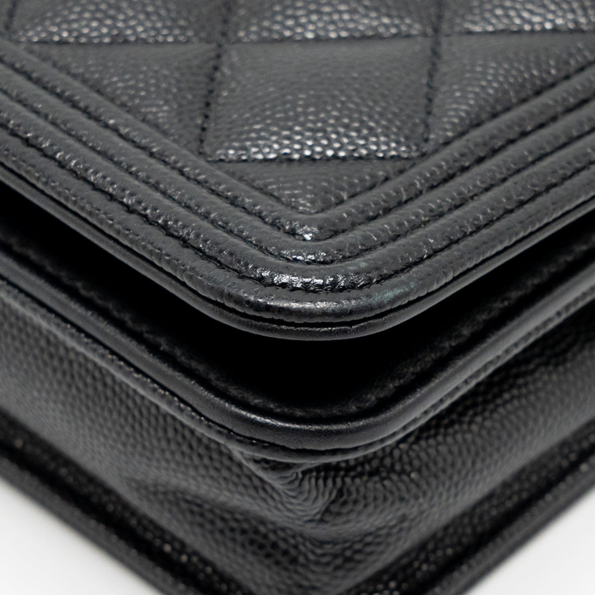 CHANEL BOY WALLET ON CHAIN CAVIAR BLACK GHW