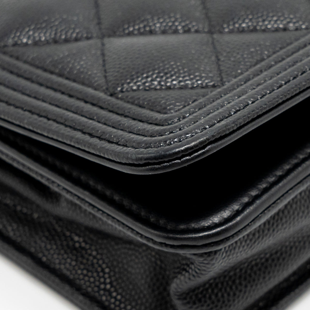 CHANEL BOY WALLET ON CHAIN CAVIAR BLACK GHW