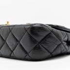 CHANEL MEDALLION QUILTED FLAP BAG AGED CALFSKIN BLACK MULTICOLOUR HARDWARE