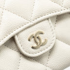 CHANEL CLASSIC FLAP CARD HOLDER CAVIAR WHITE LGHW (MICROCHIP)