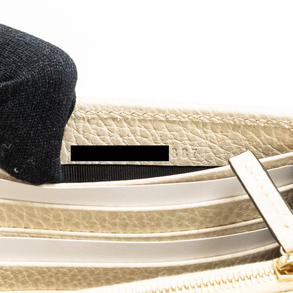 GUCCI INTERLOCKING G CROSSBODY CHAIN BAG WALLET LEATHER WHITE LGHW