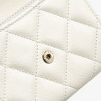 CHANEL CLASSIC FLAP CARD HOLDER CAVIAR WHITE LGHW (MICROCHIP)