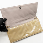 Dior Cannane Quilted Lady Dior Chain Clutch Patent Beige SHW