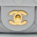 CHANEL PEARL CRUSH MINI RECTANGULAR LAMBSKIN GREY BRUSHED GHW (MICROCHIP)