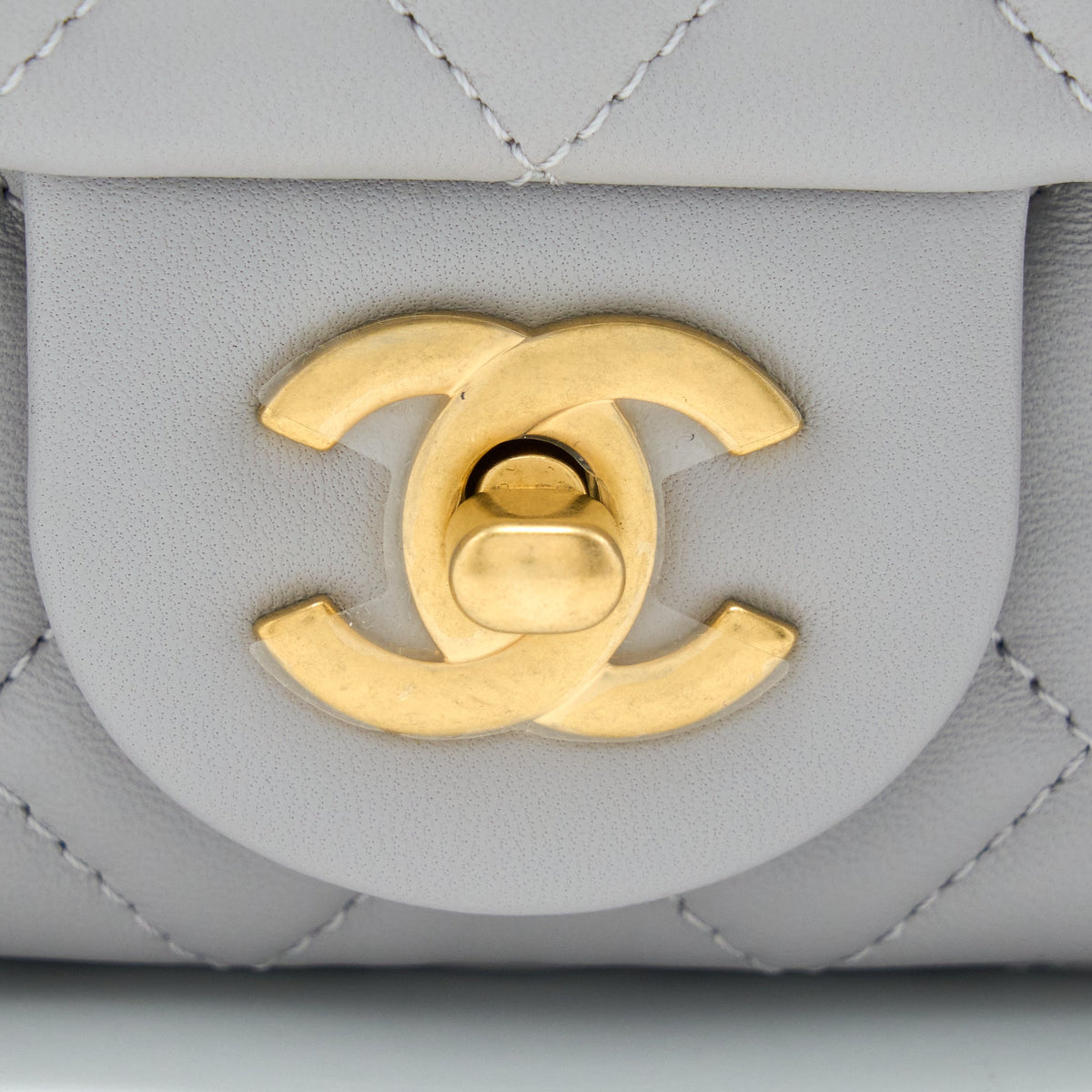 CHANEL PEARL CRUSH MINI RECTANGULAR LAMBSKIN GREY BRUSHED GHW (MICROCHIP)