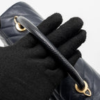 Chanel Medium Chevron Coco Handle Bag Caviar with Lizard Handle Navy GHW