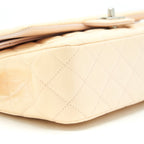 CHANEL PATENT LEATHER MEDIUM CLASSIC DOUBLE FLAP BAG BEIGE SHW