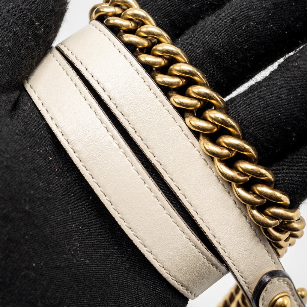 GUCCI MINI MARMONT BAG CALFSKIN WHITE GHW