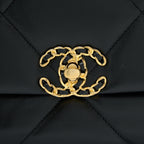 CHANEL SMALL 19 BAG LAMBSKIN BLACK MULTICOLOUR HARDWARE (MICROCHIP)