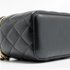 CHANEL LONG VANITY CASE WITH CHAIN LAMBSKIN BLACK LGHW