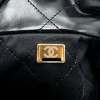 CHANEL MEDIUM 22 BAG SHINY CALFSKIN BLACK GHW (MICROCHIP)