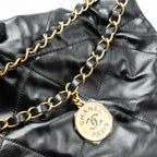 CHANEL MEDIUM 22 BAG SHINY CALFSKIN BLACK GHW (MICROCHIP)