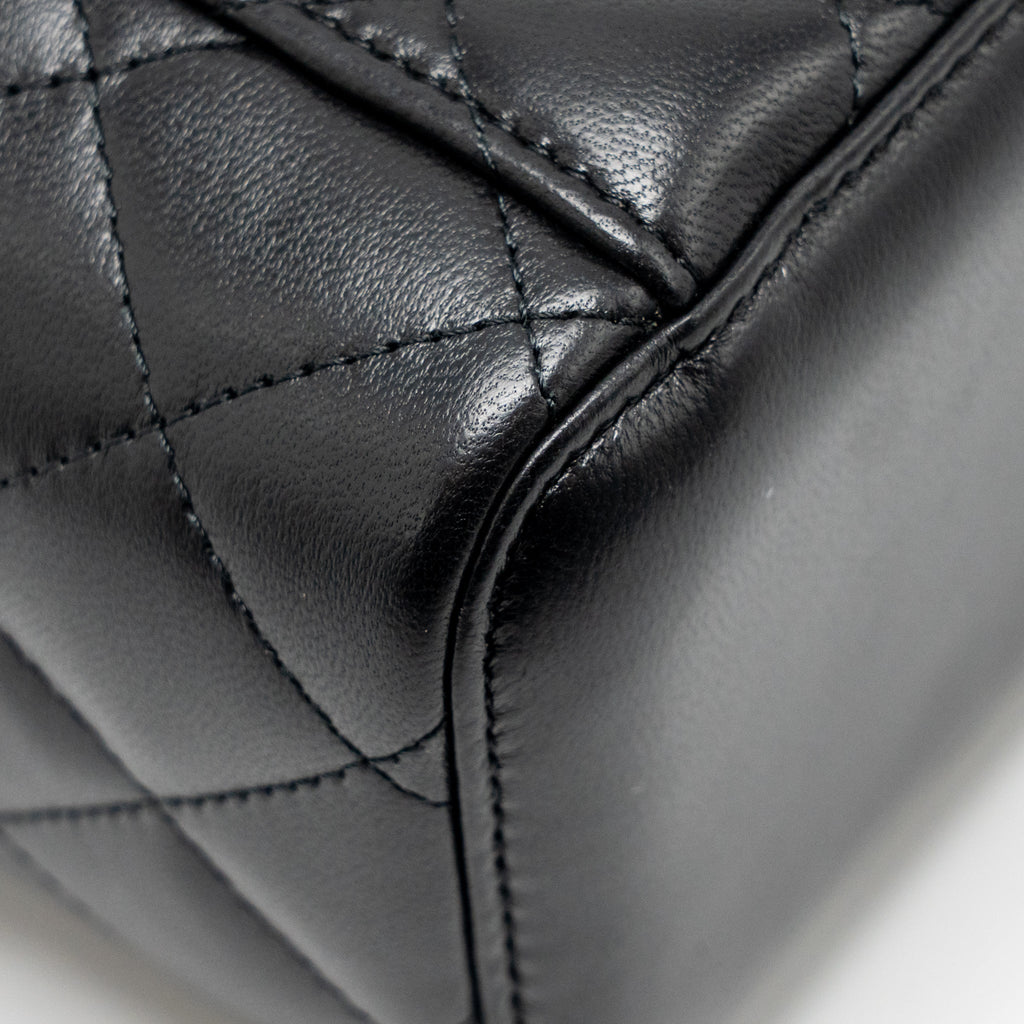 CHANEL LONG VANITY CASE WITH CHAIN LAMBSKIN BLACK LGHW