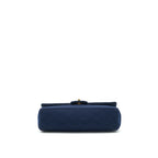 CHANEL VINTAGE MEDIUM CLASSIC DOUBLE FLAP BAG FABRIC NAVY GHW