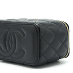 CHANEL 22A TOP HANDLE LONG VANITY WITH CHAIN LAMBSKIN BLACK LGHW