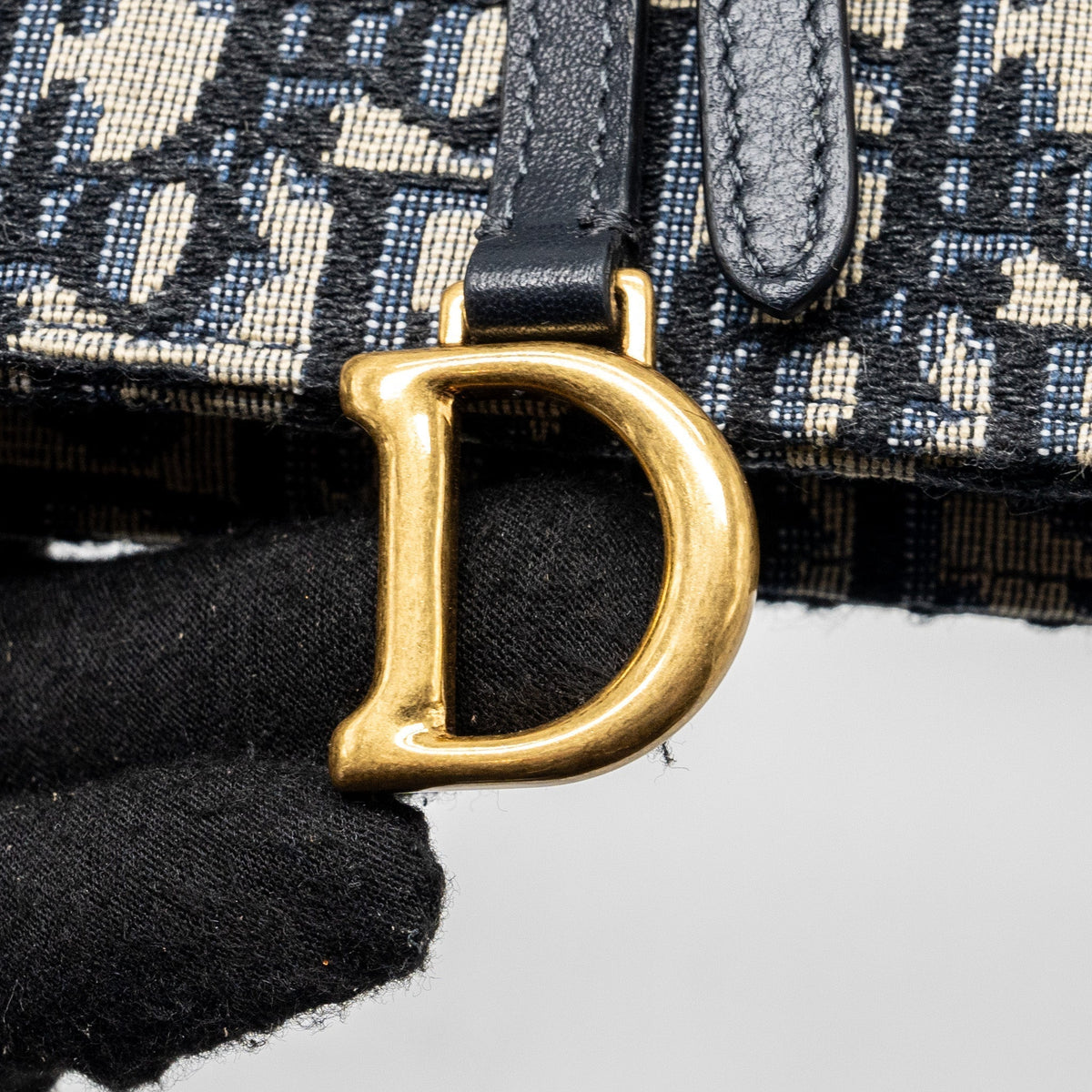DIOR SADDLE BELT POUCH OBLIQUE JACQUARD BLUE GHW