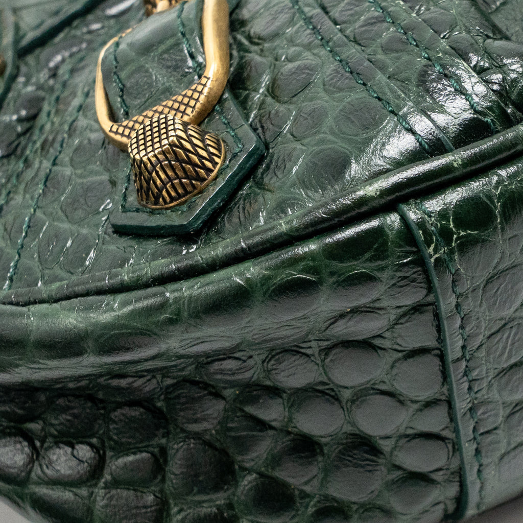 Balenciaga Le cagole XS Shoulder Bag Crocodile Embossed Calfskin Dark Forest Green GHW
