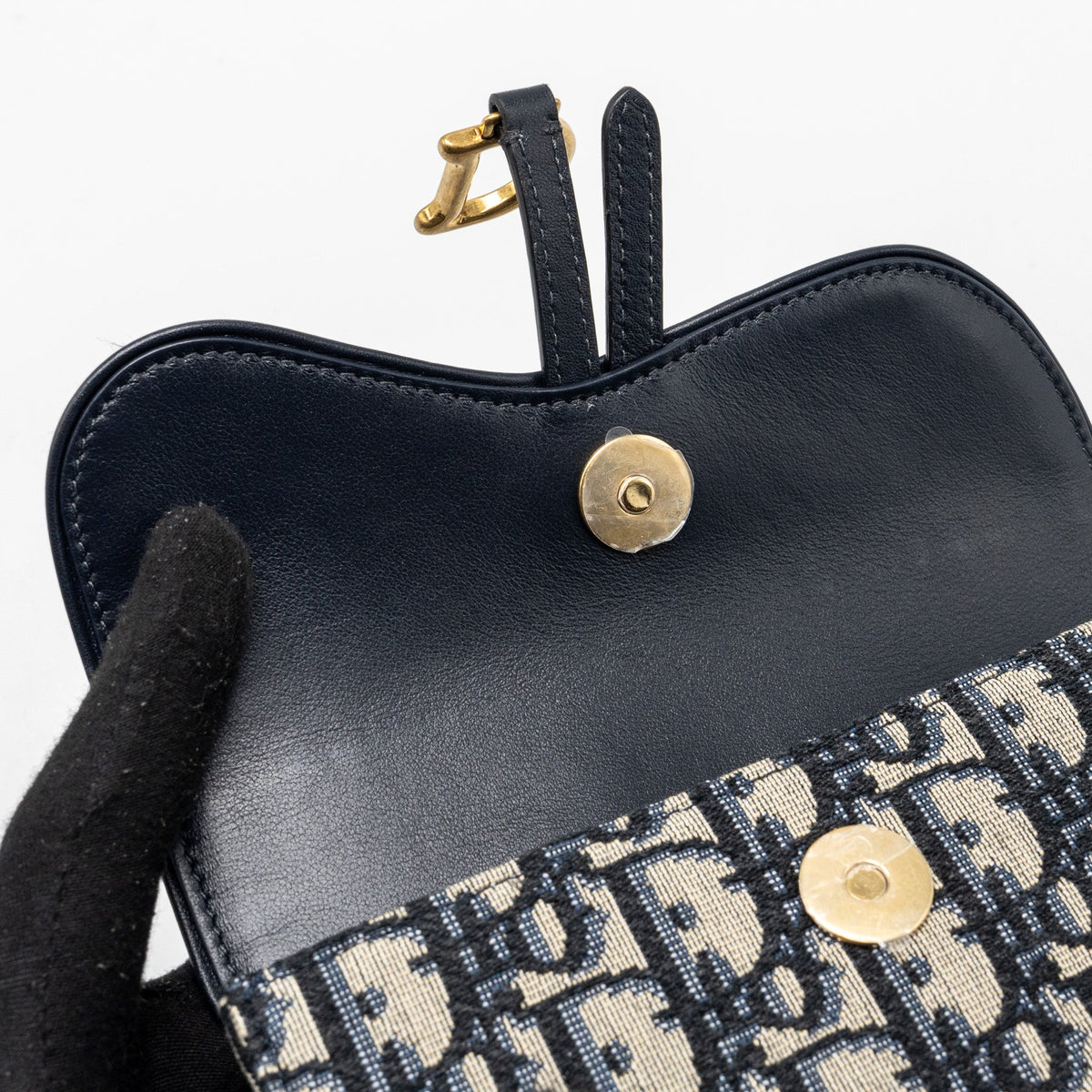 DIOR SADDLE BELT POUCH OBLIQUE JACQUARD BLUE GHW