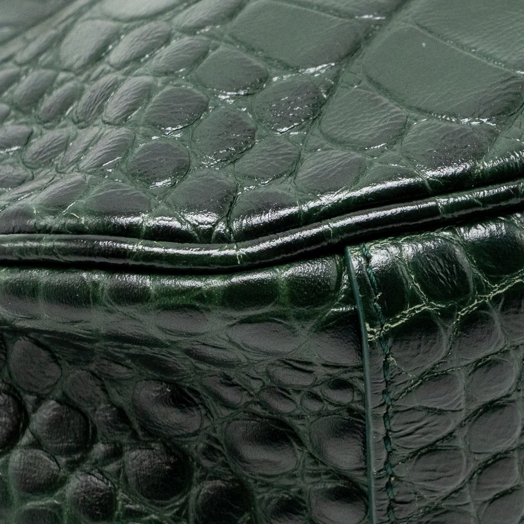 Balenciaga Le cagole XS Shoulder Bag Crocodile Embossed Calfskin Dark Forest Green GHW