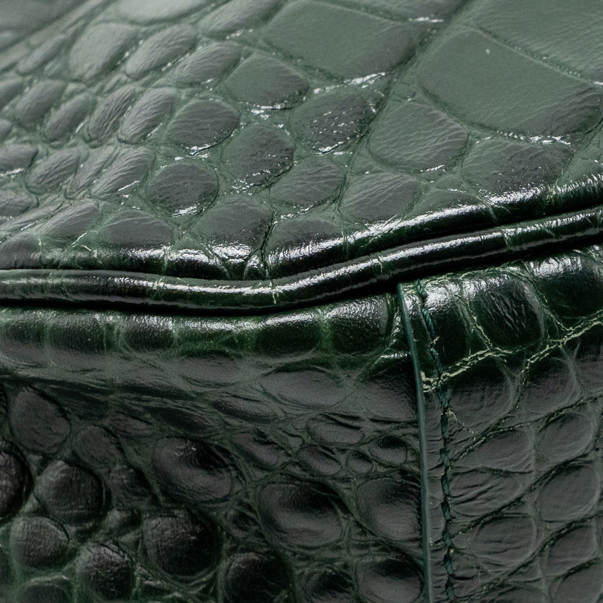 Balenciaga Le cagole XS Shoulder Bag Crocodile Embossed Calfskin Dark Forest Green GHW