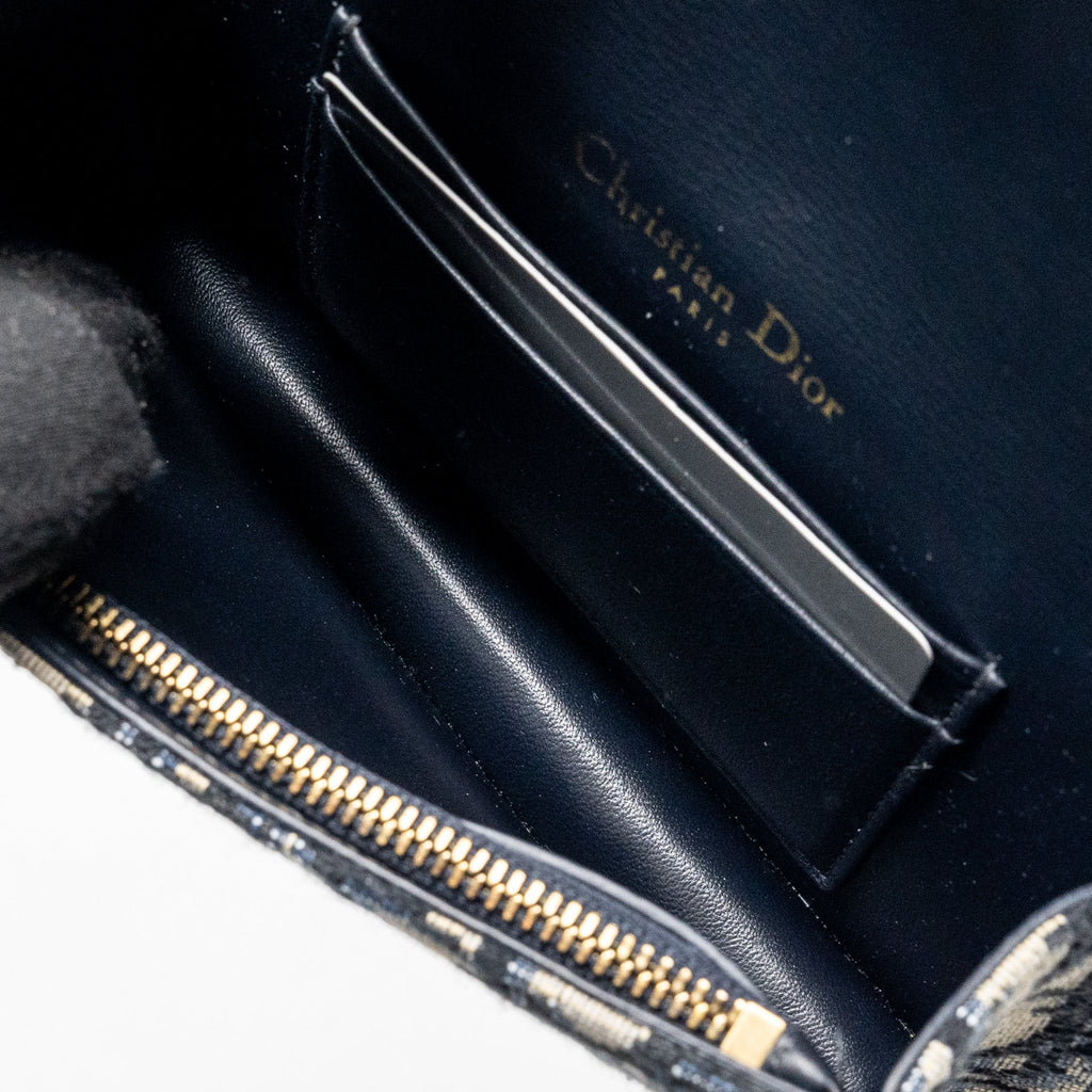 DIOR SADDLE BELT POUCH OBLIQUE JACQUARD BLUE GHW
