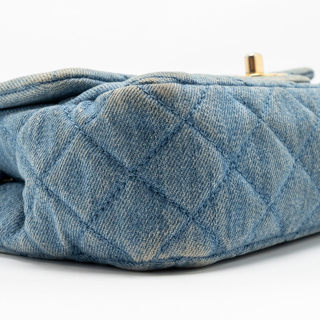 Chanel Pearl Crush Mini Rectangular Denim Blue GHW (Microchip)
