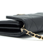 CHANEL 22P CARD HOLDER WITH CHAINS CAVIAR BLACK LGHW