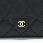 CHANEL 22P CARD HOLDER WITH CHAINS CAVIAR BLACK LGHW