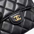 CHANEL CLASSIC COMPACT WALLET LAMBSKIN BLACK GHW