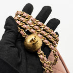 CHANEL PEARL CRUSH MINI SQUARE FLAP BAG LAMBSKIN PINK GHW(MICROCHIP)