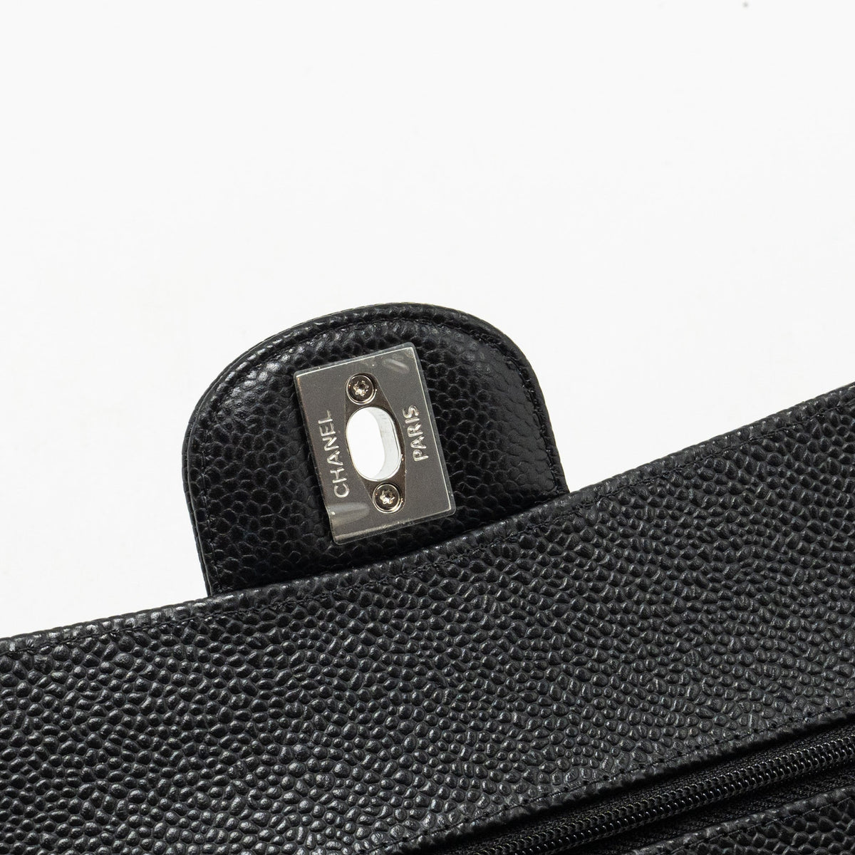 CHANEL SMALL CLASSIC DOUBLE FLAP BAG CAVIAR BLACK SHW (MICROCHIP)