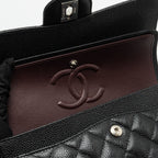 CHANEL SMALL CLASSIC DOUBLE FLAP BAG CAVIAR BLACK SHW (MICROCHIP)