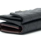 CHANEL SMALL COMPACT WALLET CAVIAR BLACK LGHW