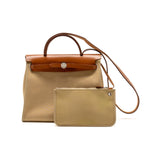 Hermes herbag 31 zip bag canvas/hunter leather trench SHW