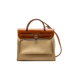 Hermes herbag 31 zip bag canvas/hunter leather trench SHW