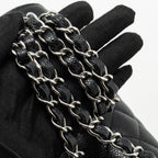 CHANEL SMALL CLASSIC DOUBLE FLAP BAG CAVIAR BLACK SHW (MICROCHIP)