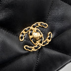 CHANEL SMALL 19 BAG LAMBSKIN BLACK MULTICOLOUR HARDWARE (MICROCHIP)
