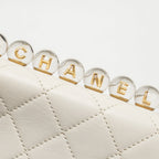 Chanel Pearl quilted flap bag lambskin white GHW